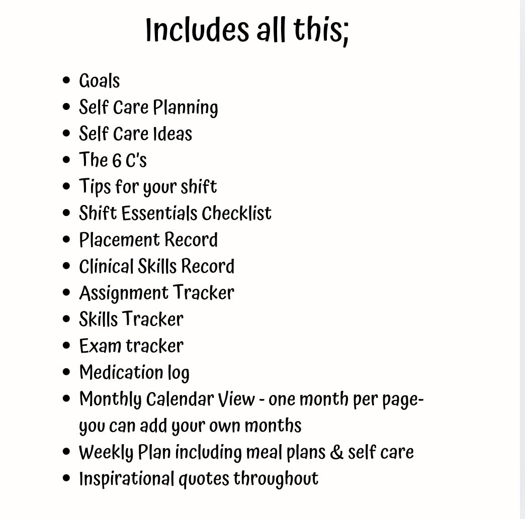 Planner for student nurses (Undated)