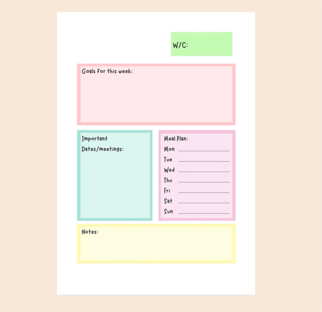 Planner for student nurses (Undated)