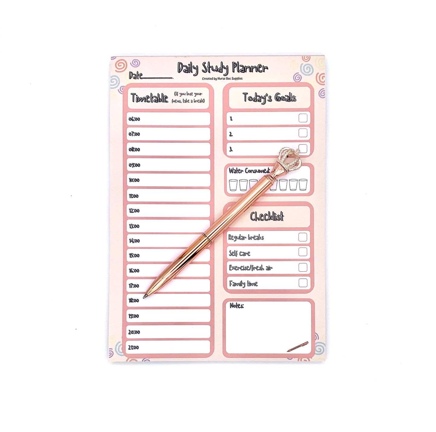 Daily Study Planner Pad