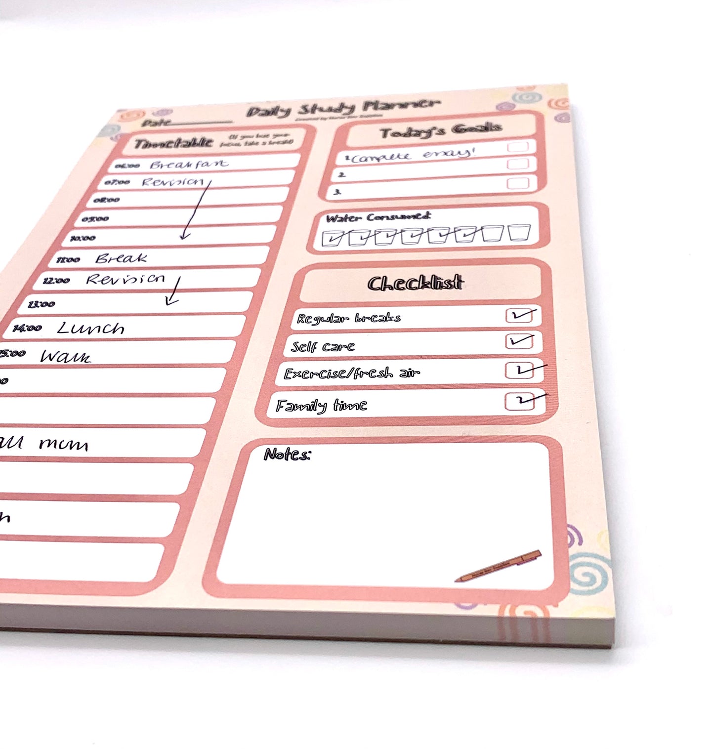 Daily Study Planner Pad
