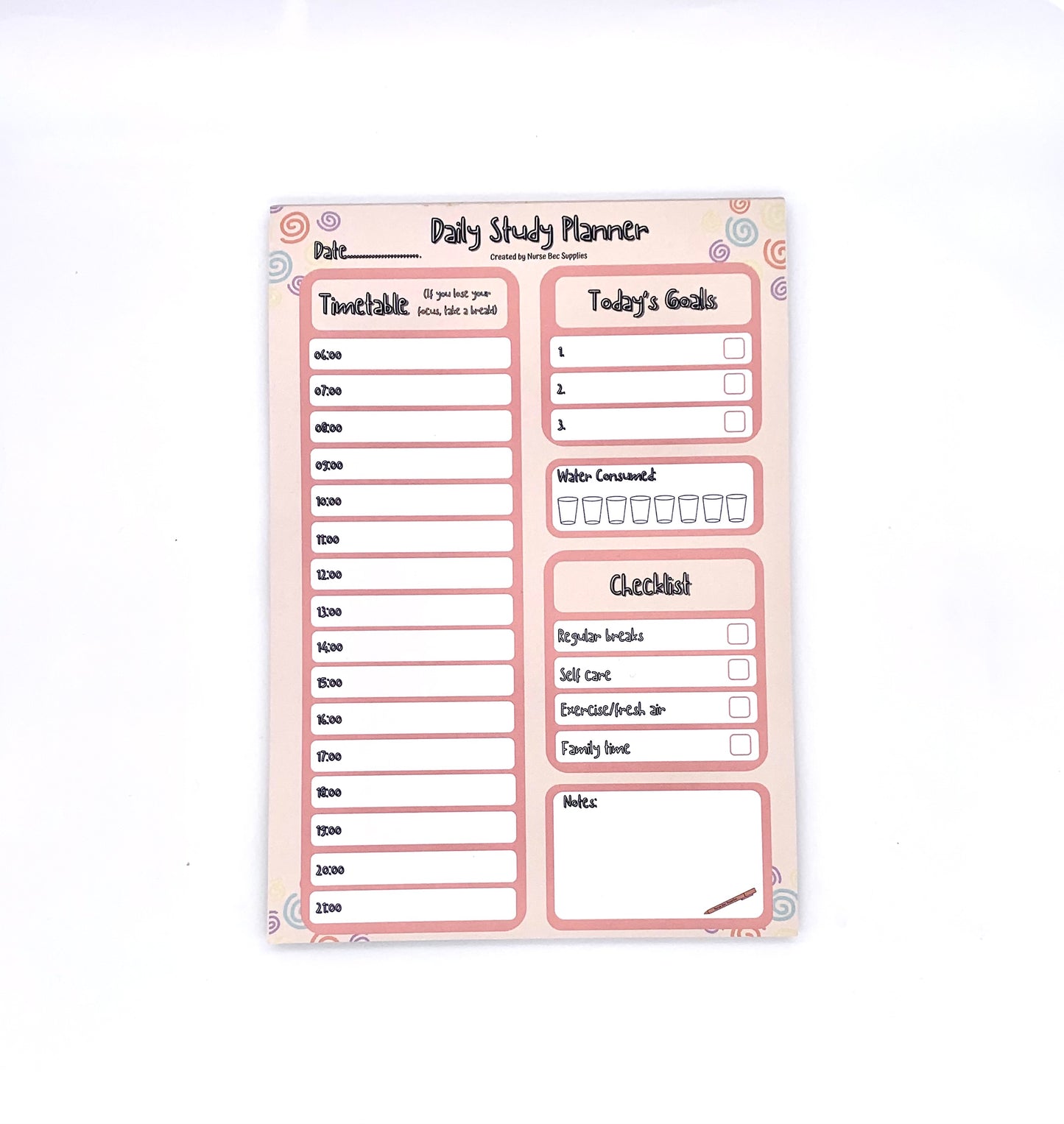 Daily Study Planner Pad