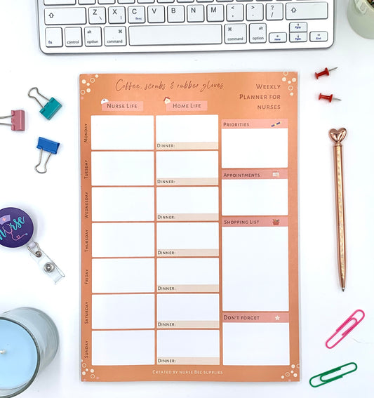 Weekly Planner for Nurses (tear off pad)