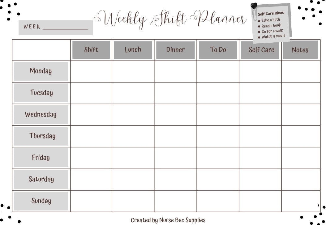 Weekly Shift Planner (DIGITAL)
