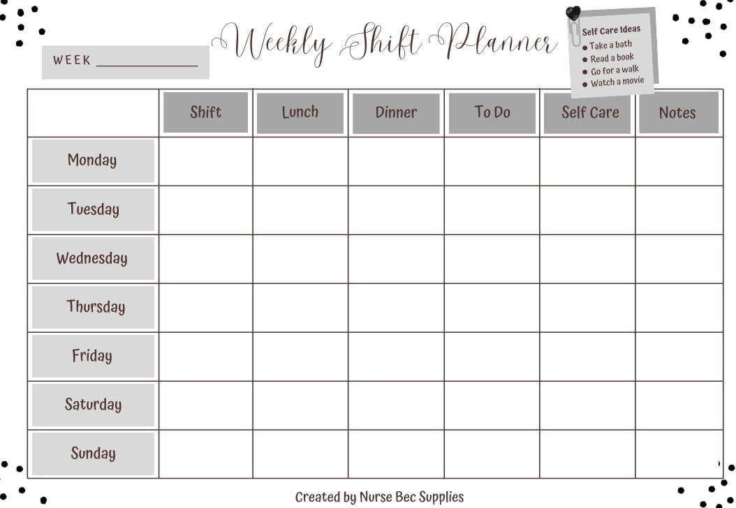 Weekly Shift Planner DIGITAL Nurse Bec Supplies weekly-shift-planner-digital-nurse-bec-supplies